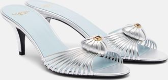 Valentino Garavani Coeur Royal metallic leather mules