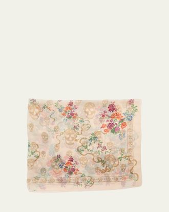 Alexander McQueen Floral Skull Silk Scarf