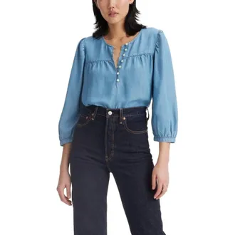 Levi's Levi&acirc;EURs Halsey Blouse Top Womens Mid Summer 3/4 Sleeve Button Front PALL617