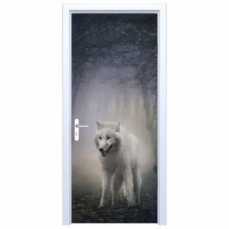 OEM Adhesivo De Tela Para Puerta Con Dise&ntilde;o De Lobo Del Bosque Oscuro 646pd
