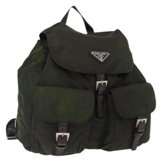 Prada Pre-owned Backpacks, female, Green, Size: ONE SIZE Pre-owned Nylon Backpack