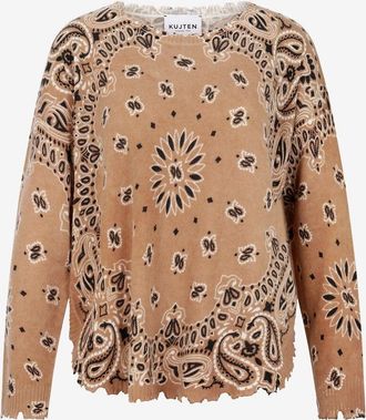 Kujten Pullover mit Rundhalsausschnitt aus Kaschmir Mela Bandana