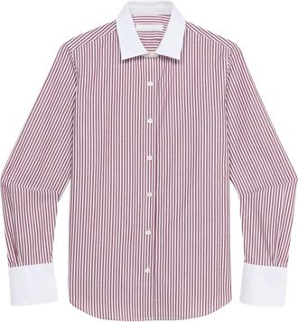 Brooks Brothers Katoenen overhemd met contrasterende kraag en manchetten - Dames - Overhemden - Rood - M - Katoen - Overhemden