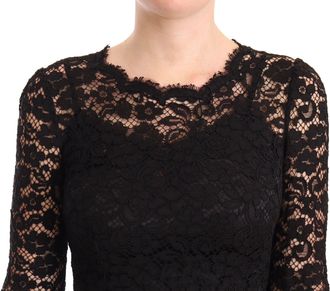 Dolce & Gabbana Black Cotton Lace Mermaid Long Sleeves Womens Dress