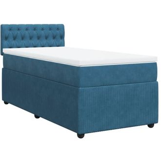vidaXL Cama Box Spring Con Colch&oacute;n Terciopelo Azul 100x200 Cm Vidaxl