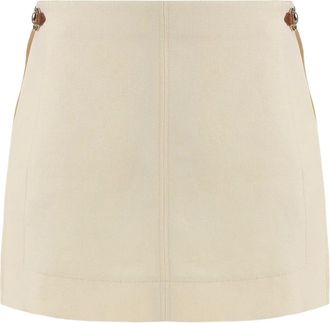 Gucci trapeze horsebit linen mini skirt - women - Linen/Flax - 42 - Neutrals
