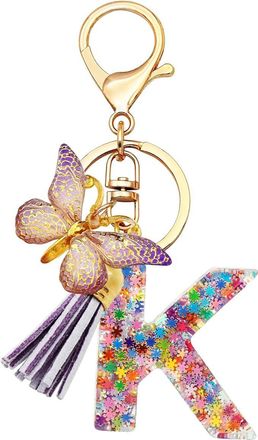 Generic Alphabet exquisite small gift charms keychains, handbag charms, car accessories, butterfly tassel keychains (K)