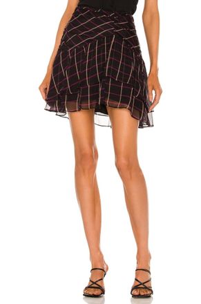 Milly Heidi Windowpane Chiffon Skirt In Pink Multi