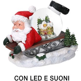 Vacchetti Vacchetti - Trineo De Pap&aacute; Noel Bola De Cristal Led De Resina Con M&uacute;sica Cm19,5x12,5h18