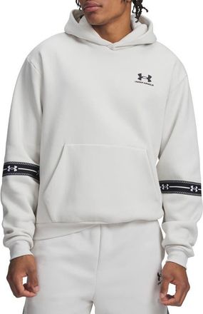 Under Armour Icon Fleece Taped Hoodie in Summit White/black at Nordstrom, Size Xxx-Large