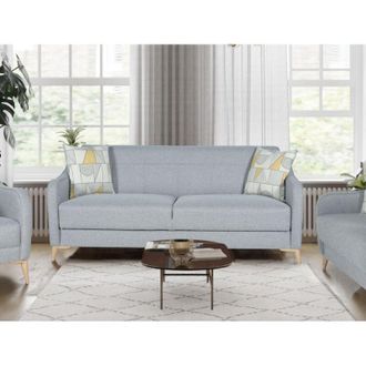 Dmora Sof&aacute; Cama 3 Plazas Propata, Con Almacenaje, Apertura Clic-clac, Lavable, 203x90 Cm Gris Claro