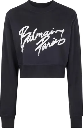 Balmain Balmain Paris Cropped Roundneck Sweater