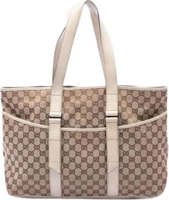 Gucci Pre-owned Tote Bag - Dames - Vintage Shopper - Beige - ONE Size - Leer - Vintage