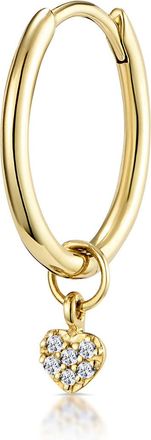 The Diamond Store SINGLE Stellato Diamond Heart Charm Hoop Earring in 9K Gold