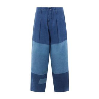 Story mfg. STORY mfg., Wide Trousers, male, Blue, L, Lush Carpenter Trousers
