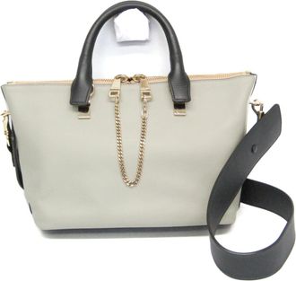 Chlo&eacute; Bicolor Baylee Satchel Leather Gray Leather Handbag (Pre-Owned)