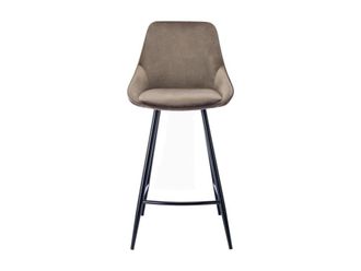 VENTE-UNIQUE.COM Taburete alto terciopelo topo