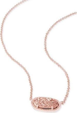 Kendra Scott Signature Elisa Rose Gold Plated Rose Gold Drusy Pendant Necklace