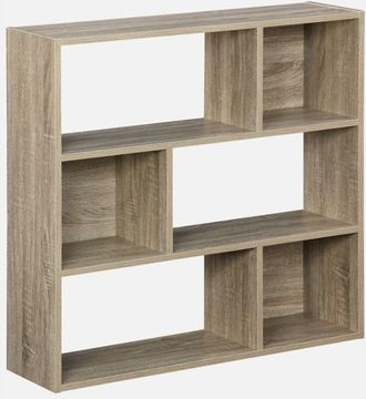 Sweeek Sweeek - Librer&iacute;a De 3 Estantes Con 6 Compartimentos, Pieter, Natural, 83x23x80 Cm