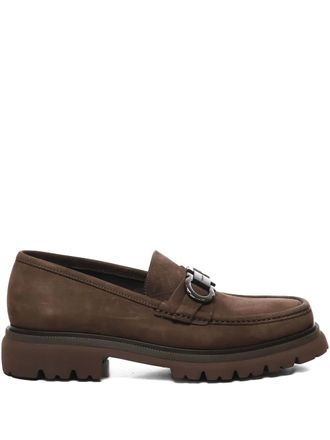 Ferragamo Gancini-buckle loafers - Brown