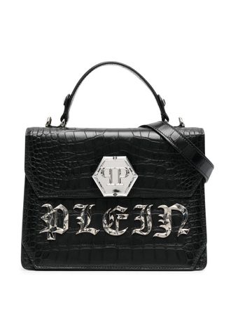 Philipp Plein Gothic Plein leather tote bag - Black