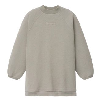 Fear of God Pique 90s Relaxed Mockneck Raglan LS T-Shirt Pyrite Heather RW01167-0285