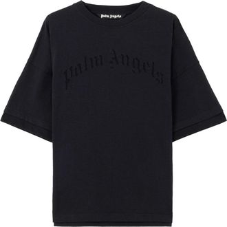 Palm Angels CURVED LOGO LOOSE DOUBLE TEE Size: XS, colour: BLACK