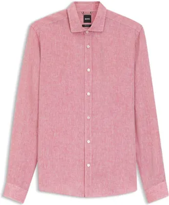 BOSS Regular-fit shirt in washed linen