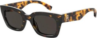 Tommy Hilfiger Rechthoekige Zonnebril - Dames - Zonnebrillen - Bruin - 51 MM - Accessoires