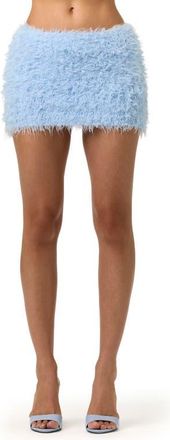 Naked Wardrobe Furry Knit Miniskirt in Blue Mist at Nordstrom, Size X-Small