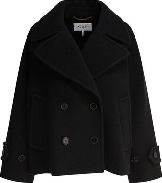 Chlo&eacute; Zwarte Wollen Jas Moderne Elegantie - Dames - Mantel - Zwart - XS - Wol - Jassen