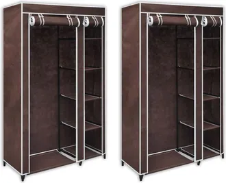 vidaXL Armadio Guardaroba in Tessuto 2 pz Marrone - Vidaxl