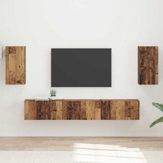 vidaXL Conjunto De Mueble De Tv Montaje En La Pared 5 Pcs Madera Vieja Vidaxl