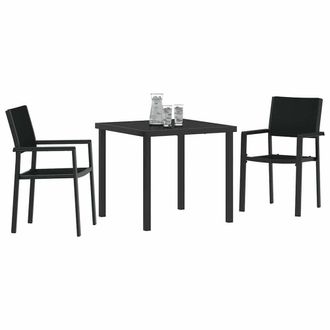 Berkfield Home Stylish 3 Piece Garden Dining Set Black Poly Rattan