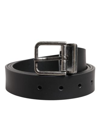 Dolce & Gabbana Black Classic Leather Metal Buckle Mens Belt