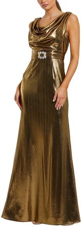 Mac Duggal Metallic Sleeveless Cowl Neck Gown