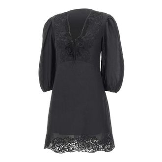 HUGO BOSS Driketta Dress - Dames - Korte kleedjes - Zwart - L - Katoen - Kleedjes
