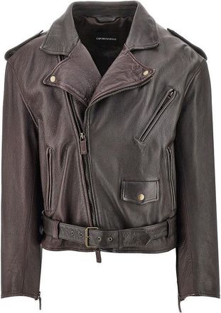 Emporio Armani Leather biker jacket Man 48