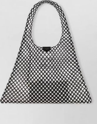 Alaia leather two-tone mesh tote bag