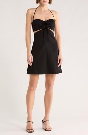 Maje Route Side Cutout Halter Dress in Noir at Nordstrom Rack, Size 2 (Fits Like 4-6 Us) / 38 Eu