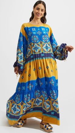 La DoubleJ Vesta Dress Plac&eacute;e Tiles Degrade Blue in Tiles Degrad&eacute; Giallo Blue at Nordstrom, Size X-Large