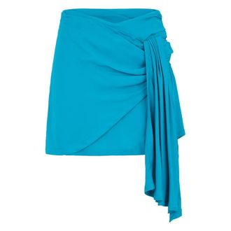 Alberta Ferretti Asymmetrical Mini Skirt with Draping - female - Alberta Ferretti - Short Skirts - Blue - S - Skirts