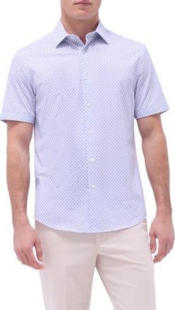 Bugatchi Miles OoohCotton Geo Print Short Sleeve Button-Up Shirt in Lilac at Nordstrom Rack, Size Xxx-Large