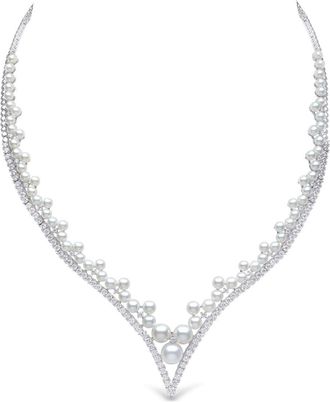 Yoko London 18kt white gold Raindrop Akoya pearl and diamond necklace - women - 18kt White Gold - OS - Silver
