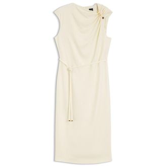 BOSS Midi-length dress with gathered shoulder detail