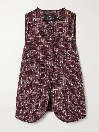 Etro Gilet Profilato In Tweed Di Misto Cotone - Bordeaux