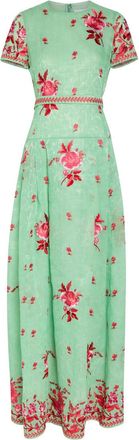Erdem Floral Belted Cotton and Silk-blend Midi Dress - Mint - 10 (UK10 / S)