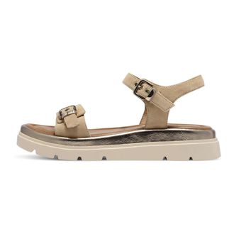 Tamaris Leather Heeled Sandal - female - Tamaris - Flat Sandals - Beige - 5 UK - Shoes