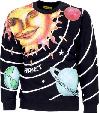 Market Zonnestelsel Crewneck Sweatshirt Zwart - Heren - Sweatshirts - Veelkleurig - M - Katoen - Hoodies & sweatvesten