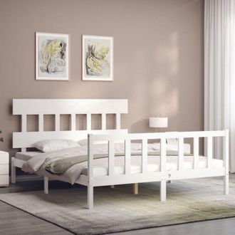vidaXL Bed Frame without Mattress White 160x200 cm Solid Wood Pine vidaXL
